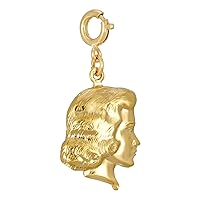 1928 Jewelry Silver or Gold Tone Girl Head Charm