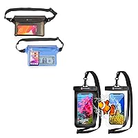 Syncwire IPX8 Waterproof Phone Pouch with Lanyard 2 Pack & IP68 Waterproof Fanny Bag with Adjustable Waist Strap 2 Pack for iPhone Samsung Galaxy and More, Beach Accessories, vacation must haves