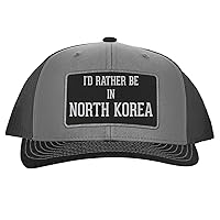 I'd Rather Be in North Korea - Leather Black Patch Engraved Trucker Hat
