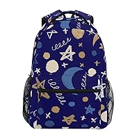 ALAZA Star Moon Polka Dots Backpack for Women Men,Travel Trip Casual Daypack College Bookbag Laptop Bag Work Business Shoulder Bag Fit for 14 Inch Laptop