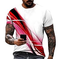 Mens Big and Tall Retro Creative Letter Printed Casual Short Sleeve Shirt Round Neck Loose Summer Fashion T Shirt