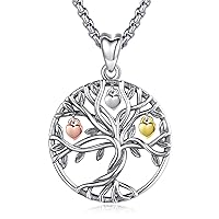 Tree of Life Necklace Sterling Silver Crystal Abalone Shell Tree Pendant with Heart Family Tree Jewelry for Women Mother's Day Gifts