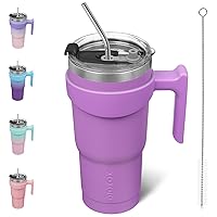 BJPKPK Tumbler With Handle 20oz Stainless Steel Insulated Tumbler With Lid And Straw For Water Or Ice Coffee,Lavender