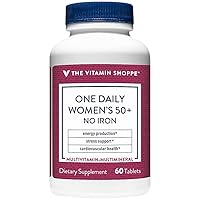 One Daily Women's 50+ Multivitamin with No Iron, Multi-Mineral Supplement, Supports Energy Production, Supports Cardiovascular, Vision and Immune Health (60 Tablets)