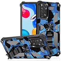 Case for Redmi Note 10 Pro 4G,Camouflage Military Protection [Built-in Kickstand] Magnetic Heavy Duty TPU+PC Shockproof Phone Case for Xiaomi Redmi Note 10 Pro/Redmi Note 10 Pro Max (Blue)