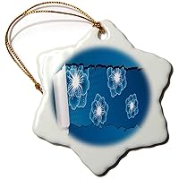 Pretty Blue and White Sparkle Flowers in Torn Paper Effect - Ornaments (orn-235883-1)
