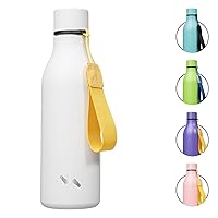 Insulated Water Bottle with Strap,18oz Double Wall Stainless Steel Vacuum Bottles Metal Water Flask,White
