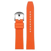Rubber WatchBand 20m 22mm Quick Release Watch Replacement Strap Men WatchBands (Color : Orange-Silver Buckle, Size : 22mm)