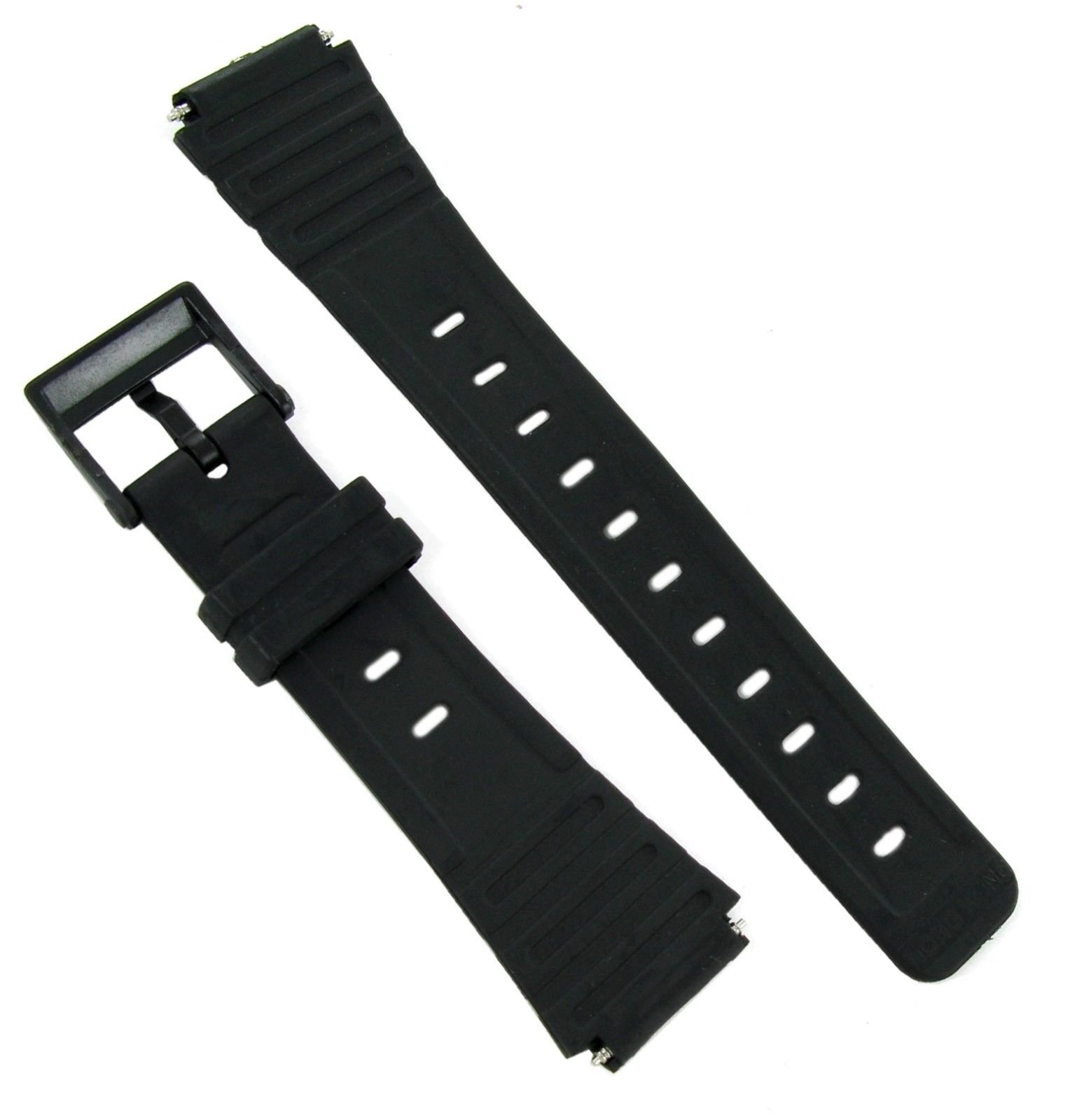 18mm Kreisler Polyurethane Rubber Black Watch Band Mens PS 9