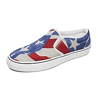 Statue of Liberty, Flag, Blue Stars, Stripes Women's Slip on Canvas Non Slip Shoes for Women Skate Sneakers (Slip-On)