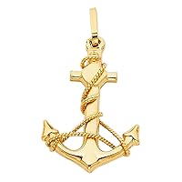 Anchor Pendant 23 x 18 mm, 14k Yellow Gold Jesus Cross Necklace, Real Gold Charm Pendants Gift for all occasions