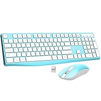 Wireless Keyboard and Mouse Combo, Lovaky 2.4G Full-Sized Ergonomic Keyboard Mouse, 3 DPI Adjustable Cordless USB Keyboard and Mouse, Quiet Click for Computer/Laptop/Windows/Mac (1 Pack, Blue)