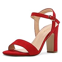 DREAM PAIRS Women's Open Toe Ankle Strap High Chunky Heel Sandals