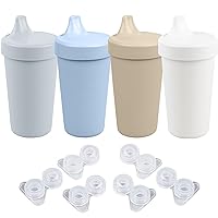 Re-Play Made In USA 10 oz. Sippy Cups (4-pack) and Replacement Silicone Valves for Sippy Cups (6-pack), Glacier