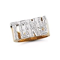 RYLOS Rings For Women Jewelry For Women & Men 14K Yellow Gold or White Gold Personalized 0.25 CTW Diamond Unisex Block Name Ring 11MM Special Order, Made to Order Ring