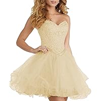 Puffy Tulle Homecoming Dresses Strapless Sequins Short Prom Gown A-line Sweetheart Party Dress for Teens Organza