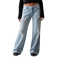 PacSun Women's Eco Light Indigo Ripped Low Rise Baggy Jeans