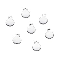 DanLingJewelry 200 pcs 304 Stainless Steel Charms Blank Stamping Tag Pendants Charms Flat Round Charms for Jewelry Making 7x5mm