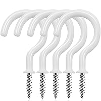 Cup Screw Hooks,1-1/2 inch Vinyl Coated Ceiling Hooks,45 Pack Screw in Hooks Plant Hanger Hooks,Wind Chimes Hooks Kitchen Cup Hooks for Hanging Indoor & Outdoor Use(White)