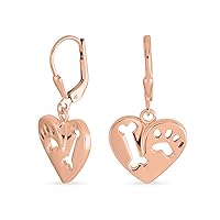 Best Friend Pet Animal Lover BFF Dog Bone Puppy Round Disc Dangling Paw Print Earrings For Women Teen .925 Sterling Silver Fish Hook