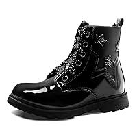 Girls Ankle Boots Girls' Lace Up Outdoor Combat Boot Kids Lightweight Hiking Shoes with Side Zipper for Toddler/Little Kid
