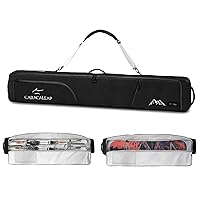 Ski Snowboard Bag Fully Padded for Air Travel 2 pair, Double Snowboard Bag Water-Resistant Padded with 10mm Foam, Snow Ski Travel Bag Large Capacity for Ski Gear,Pole Fit 2 Set Skis Up to 195cm
