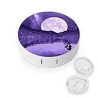 Purple Supermoon Contact Lens Travel Kit Portable Cute Contact Box with Mirror for Daily Outdoor