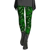 St Patricks Day Leggings for Women 2024 Irish Green Shamrock Print Plus Size Yoga Pants Athletic High Waisted Elastic Tights