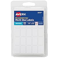 AVERY Removable Labels, Rectangular, 0.5 x 0.75 Inches, White, Pack of 525 (6737), 450 Thermal Machine