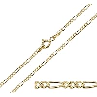 1mm thick 18K gold plated on solid sterling silver 925 Italian diamond cut FIGARO curb link chain necklace bracelet anklet - 15, 20, 25, 30, 35, 40, 45, 50, 55, 60, 65, 70, 75, 80, 85, 90, 95, 100cm