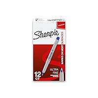 SHARPIE 37003 Ultra-Fine Permanent Marker, Marks on Paper and Plastic, Resist Fading and Water, AP Certified, Blue Color, Pack of 12