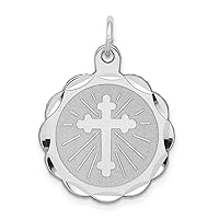 Solid 925 Sterling Silver Crucifix Cross Disc Customize Personalize Engravable Charm Pendant Jewelry Gifts For Women or Men (Length 0.98