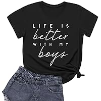 SCBFDI Gifts for Mothers Day, Mother Day Shirt Classy Letter Printed Sports Mom Sweatshirt Short Sleeve Fitted Tshirt Crewneck Holiday Blouses
