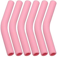 6Pcs Metal Straw Silicone Tips 5/16 IN Wide(8mm Outer Diameter) Food Grade Rubber Straw Covers Flex Elbow Hydraflow Straw Replacement Tip for Stainless Steel Metal Straws,Pink