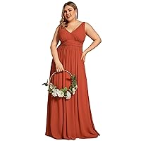 Ever-Pretty Women's Plus Size V-Neck Pleated Chiffon Maxi Semi-Formal Dress Bridesmaid Dresses 09016-DA
