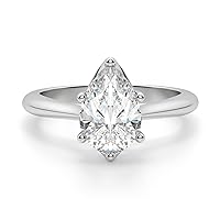 18K Solid White Gold Handmade Engagement Ring, 3 CT Pear Cut Moissanite Diamond Solitaire Wedding/Bridal Rings Set for Women/Her Propose Rings by Siyaa Gems