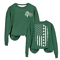 Women's Crew Neck Sweatshirts St. Patrick's Day Reversible Solid Color Printed Long Sleeve Top Sweatshirt, S-3XL