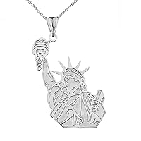 DETAILED STATUE OF LIBERTY PENDANT NECKLACE IN STERLING SILVER - Pendant/Necklace Option: Pendant With 22