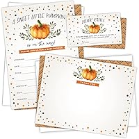 Little Pumpkin Baby Shower Invitations, Diaper Raffle Tickets and Matching Thank You Cards | 75 Sets | 125 Pcs Total
