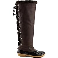 Women's Knee High Winter Boots Lace Up Insulated Fur Cuff Trim Waterproof Rubber Sole Duck Snow Rain Shoe Boots