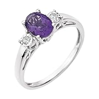 14k White Gold Amethyst Amethyst and .04 Dwt Diamond Ring Size 6.5 Jewelry Gifts for Women