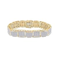 10K Yellow Gold Mens Diamond Stylish Link Bracelet 4-1/2 Ctw.
