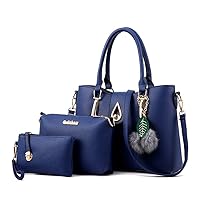 AILEESE Women Carry Fake Leather Handbag Business Top Handle Shoulder Tote Bag Diagonal Wallet Carry 3 Pcs