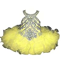 Little Baby Girls' Halter Crystal Infant Miss National Pageant Cupcake Birthday Toddler Dress
