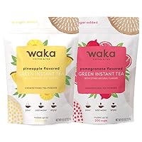 Waka — Unsweetened Instant Tea Powder 2-Bag Combo — 100% Tea Leaves — Pomegranate Flavored, Pineapple Flavored, 4.5 oz Per Bag
