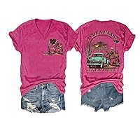 I Got A Heart Like A Truck V-Neck Tee Shirt, Country Western Vintage Tee Tops, Cowgirl Graphic Shirt