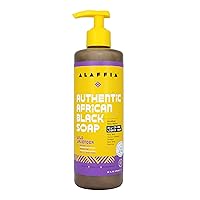Alaffia Skin Care, Authentic African Black Soap, All in One Body Wash, Face Wash, Shampoo & Shaving Soap with Fair Trade Shea Butter, Wild Lavender 16 Fl Oz