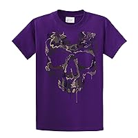 Army Military Camoflauge Skull T-Shirt Skeleton Special Operations War Skeleton Armed Militia Tee Shirt -Purple-XXL