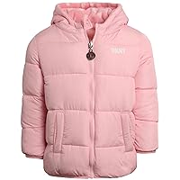 DKNY Baby Girls Winter Jacket – Reversible Puffer Jacket with Fleece Lining – Reversible Coat for Infants/Toddlers (12M-4T)