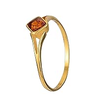 Baltic Honey Amber and 18K Gold Plated Sterling Silver Square Ring